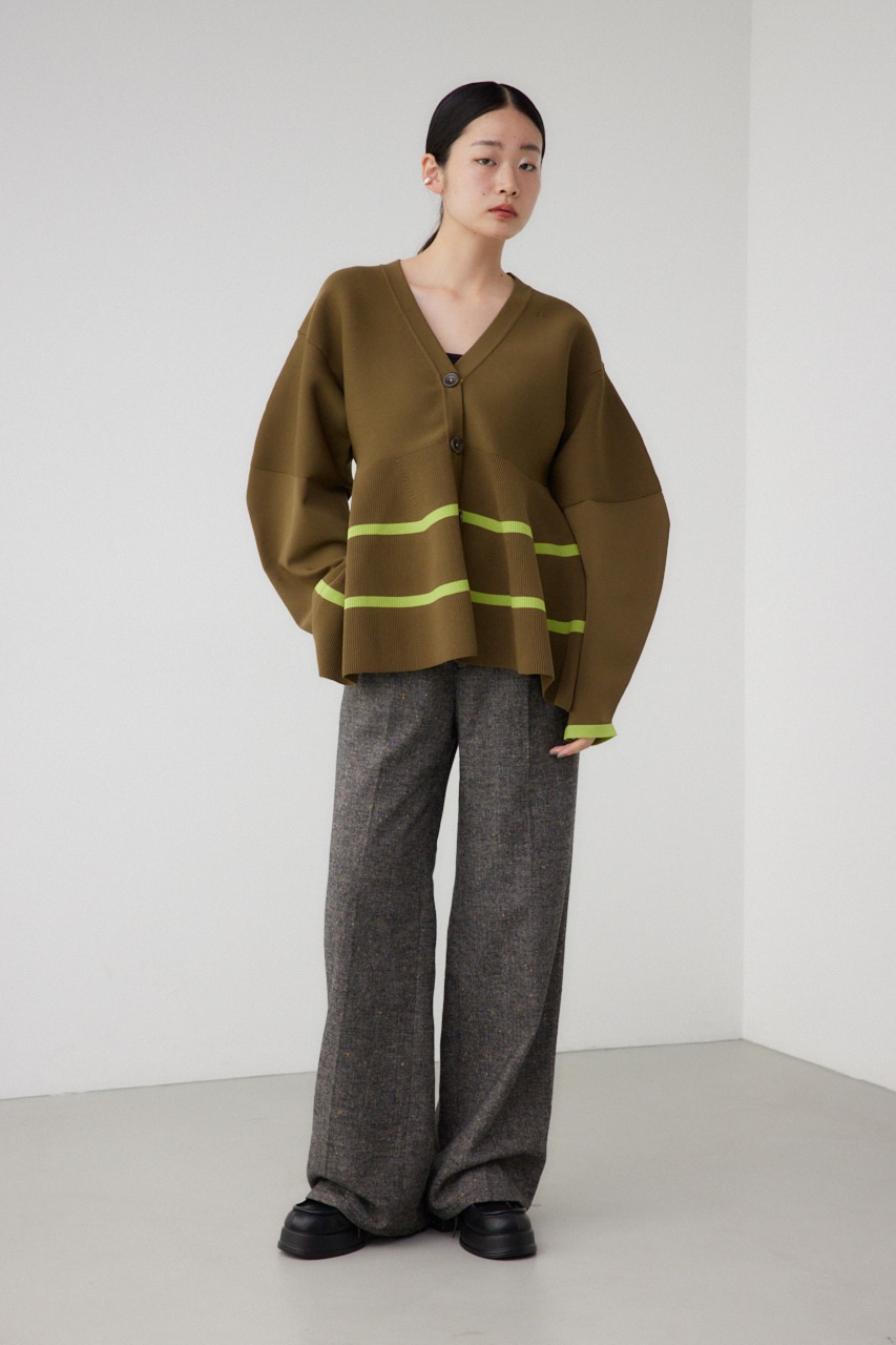 【PLUS】コクーンスリーブペプラムカーディガン KHA FREE