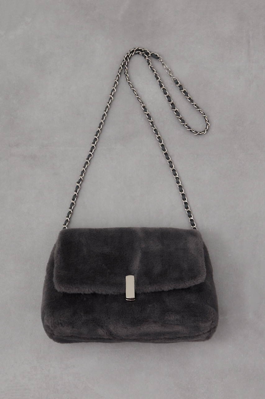 フェイクファーフラップバッグ GRY FREE