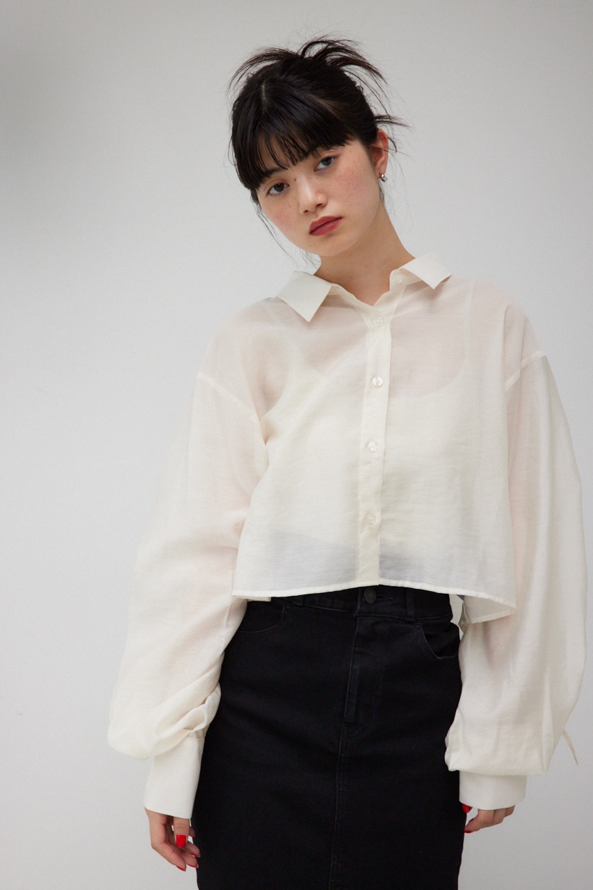 MARY QUANT×AZUL ギャザーシアーシャツ IVOY FREE