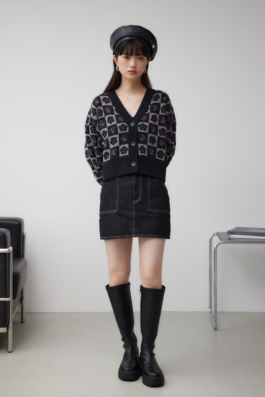 MARY QUANT×AZUL ロゴカーディガン 柄BLK FREE
