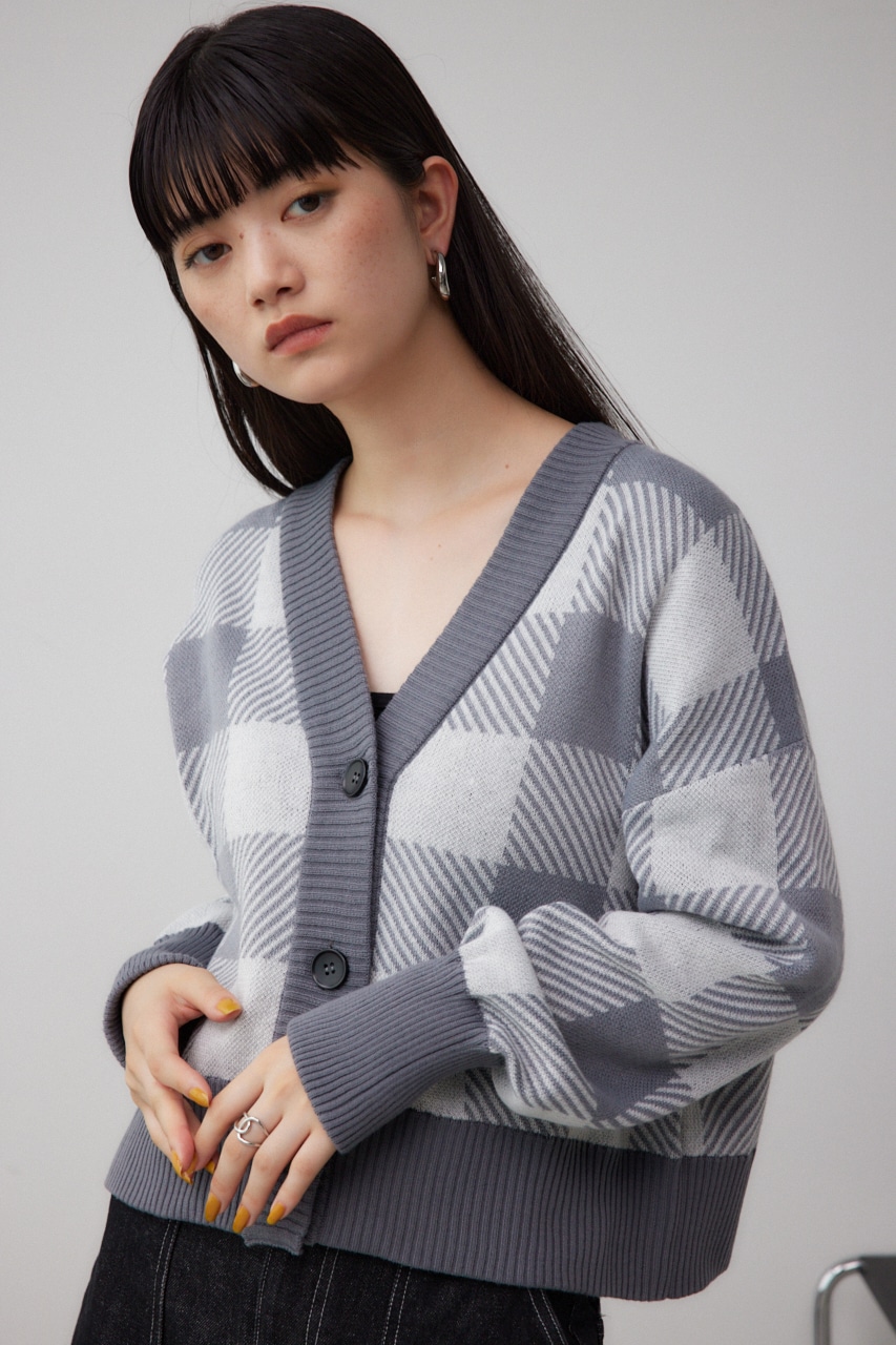 MARY QUANT×AZUL ロゴカーディガン 柄GRY FREE