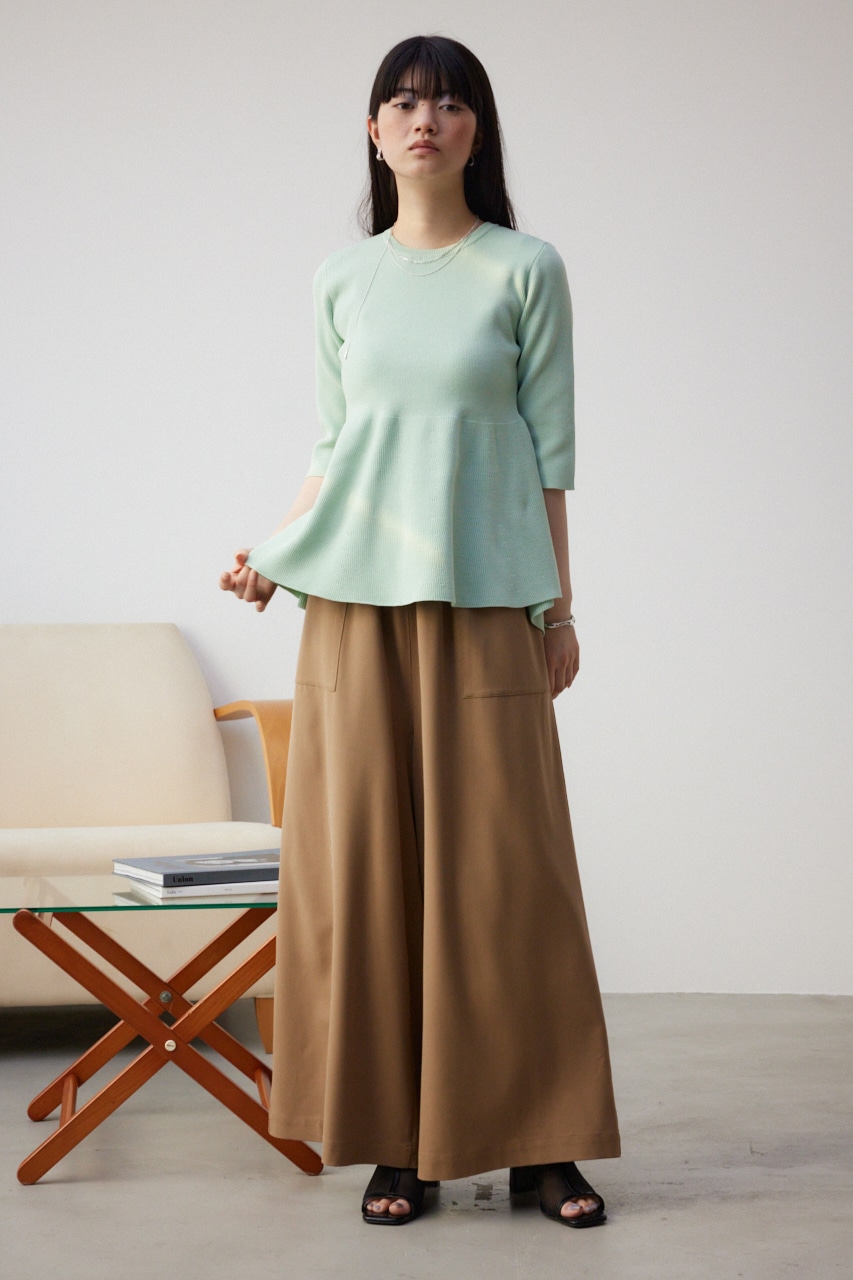 ペプラム5分袖ニットトップス M/MINT FREE