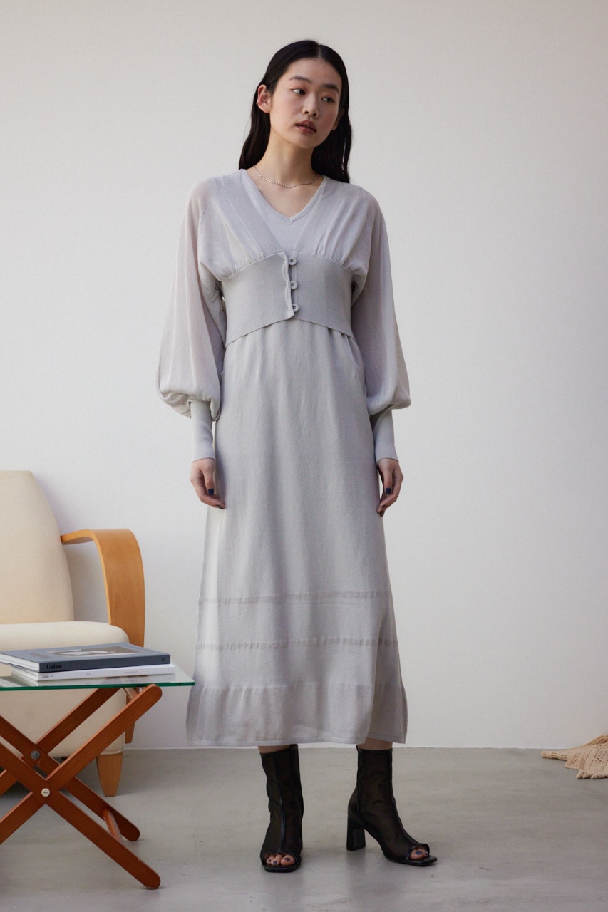 カーデセットニットワンピース L/GRY S