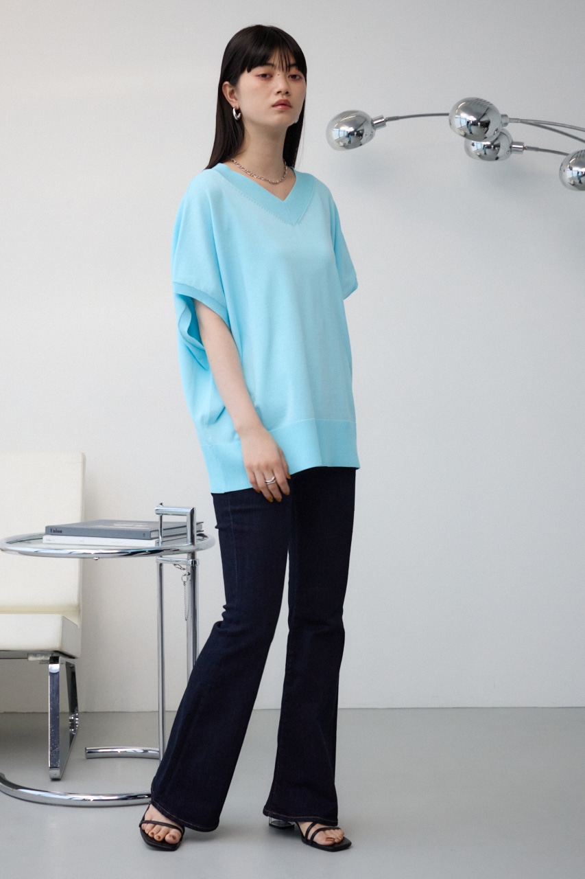 ワイドルーズニット L/BLU FREE