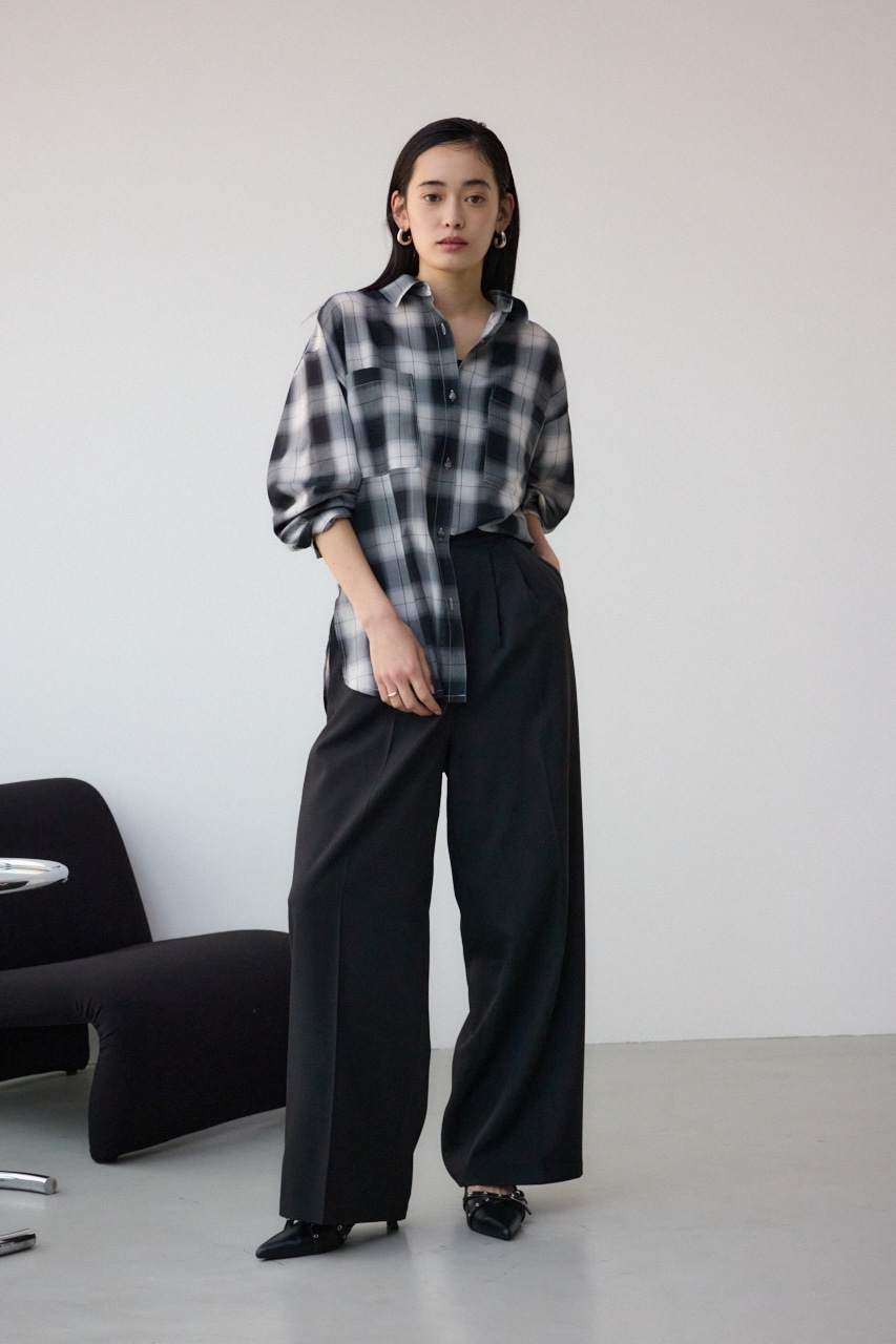 オンブレチェックライトシャツ 柄BLK FREE