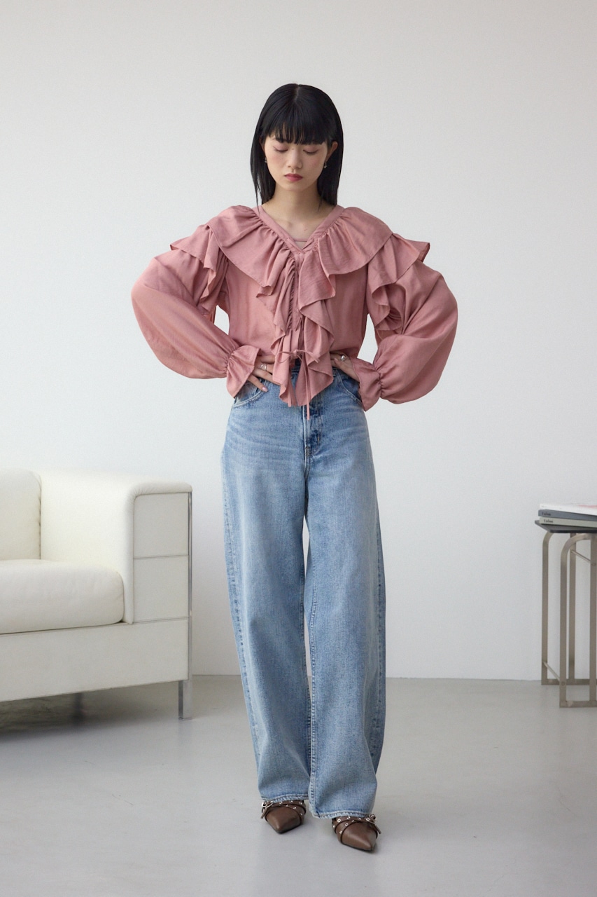 ラッフルフリルブラウス PNK FREE