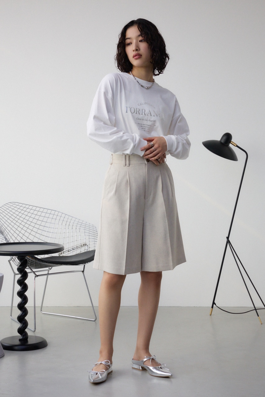 ポリエステルリネンミックスハーフパンツ L/BEG S