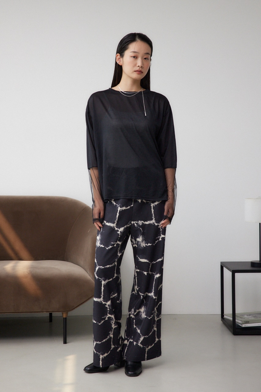 パッチポケットイージーパンツ 柄BLK M