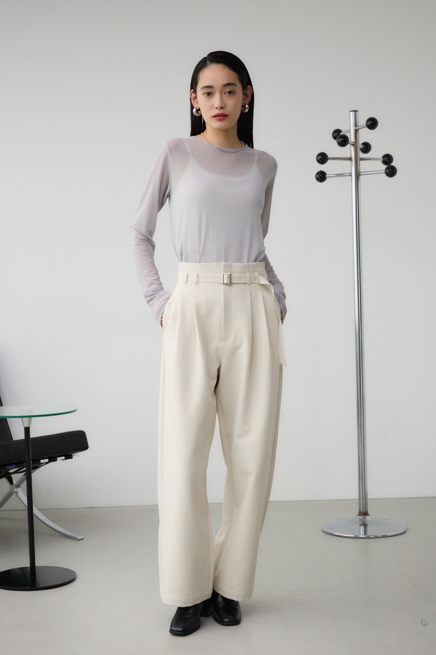 バックスリットシアーロングトップス L/GRY FREE