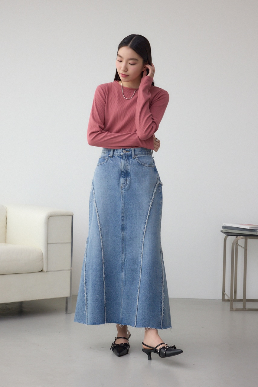 シアーネックリブトップス D/PNK FREE