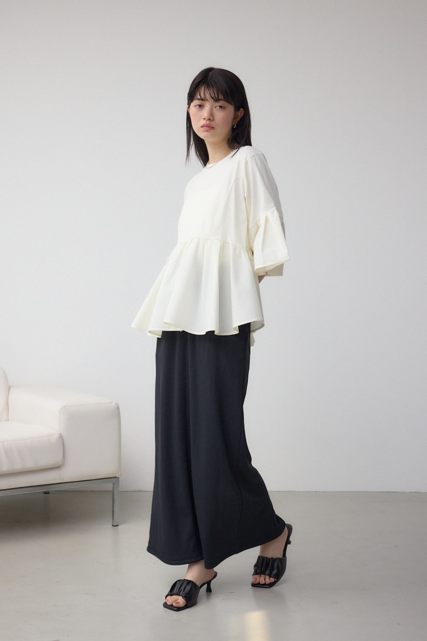 タックスリーブ半袖デザインカットトップス IVOY FREE