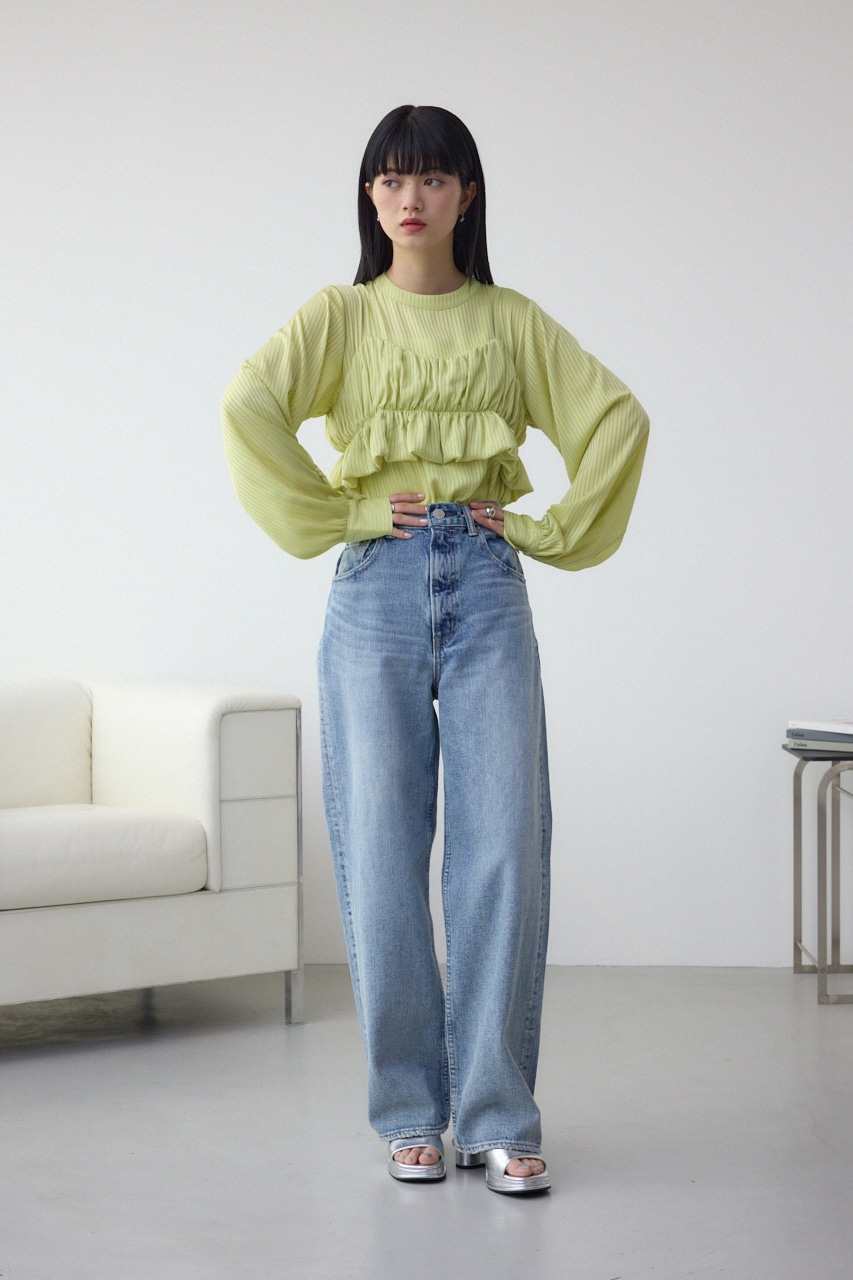 バルーンビスチェレイヤードセットブラウス LIME FREE