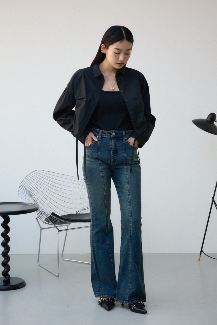 フロントギャザーシャツ BLK FREE