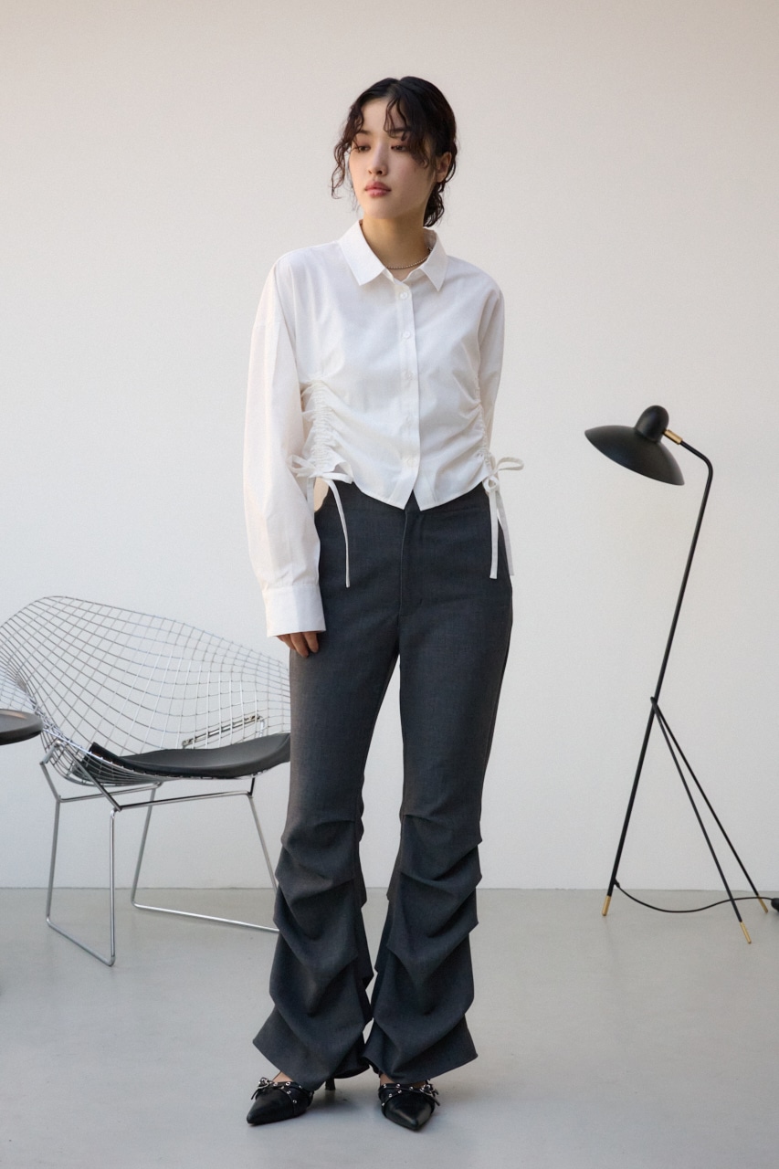 フロントギャザーシャツ O/WHT FREE