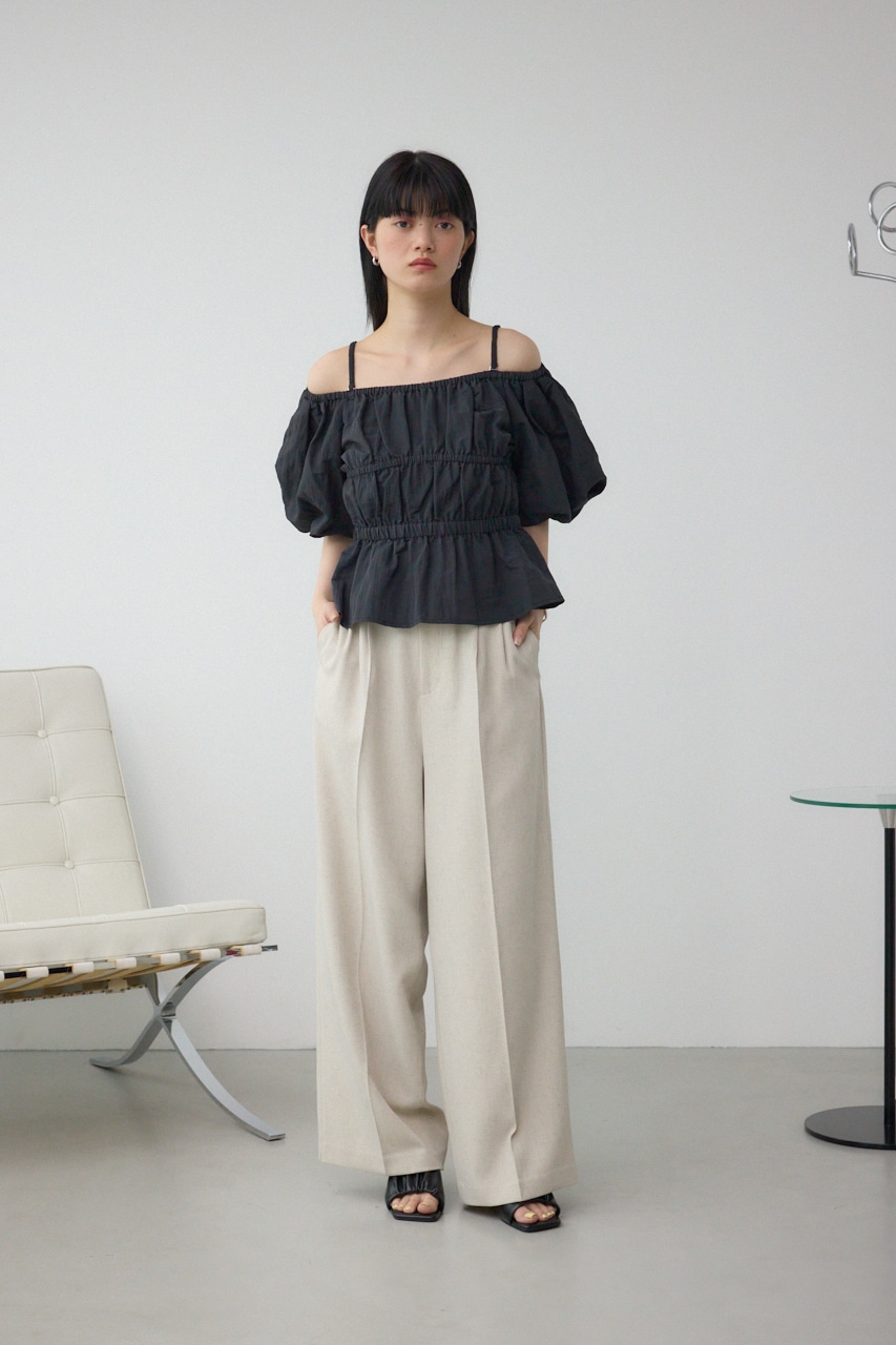 パフショルダー2WAYブラウス BLK FREE