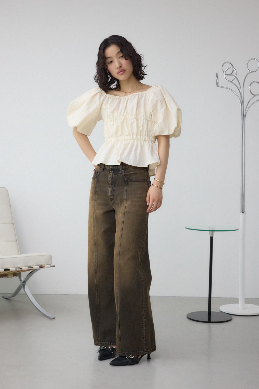 パフショルダー2WAYブラウス IVOY FREE