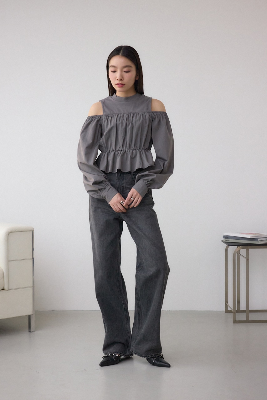 オフショルレイヤードブラウス GRY FREE