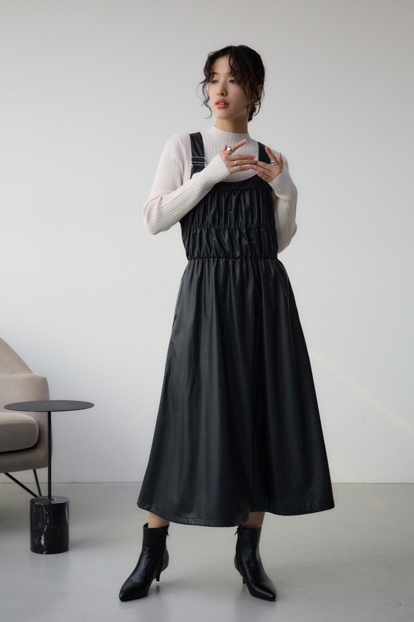 シャーリング2WAYジャンパースカート M/BLK FREE