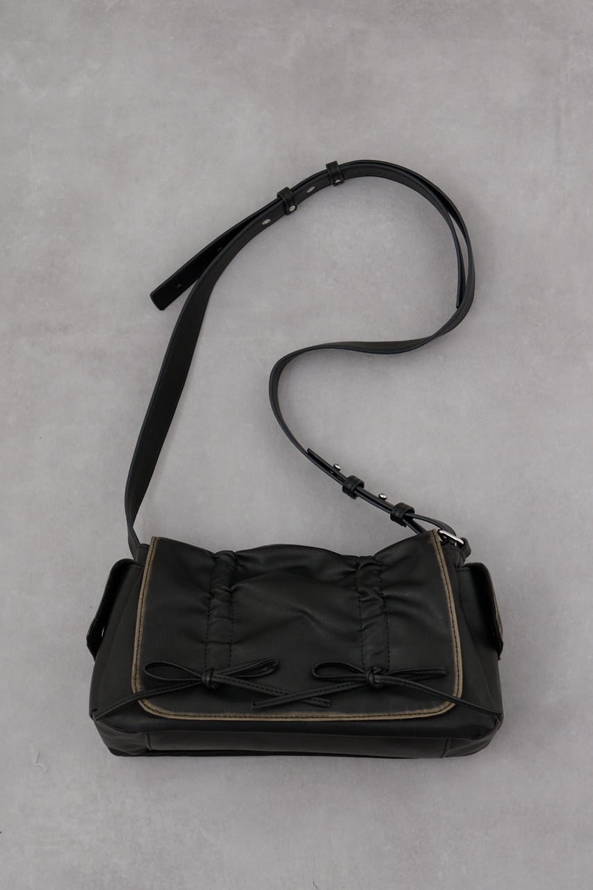 リボンデザインフラップバッグ BLK FREE