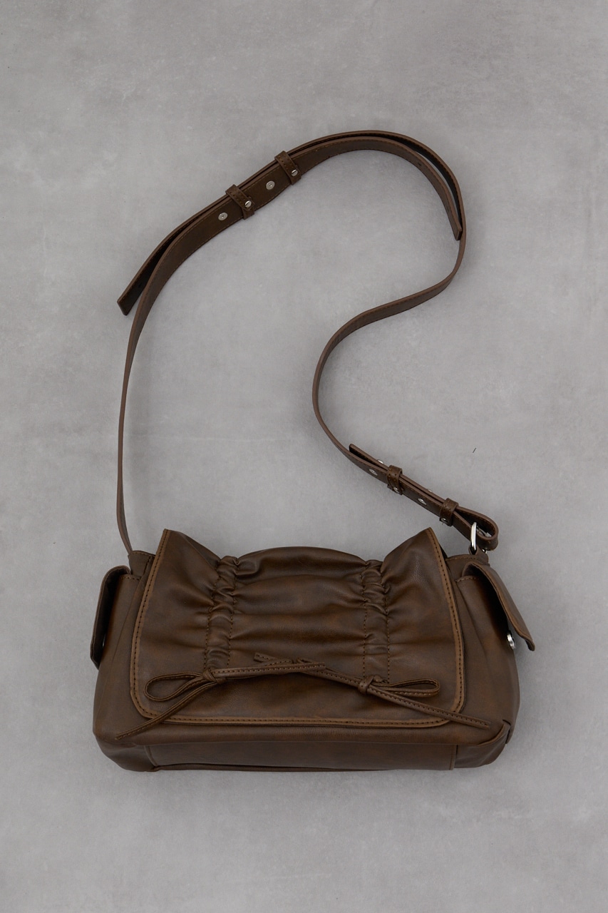 リボンデザインフラップバッグ BRN FREE