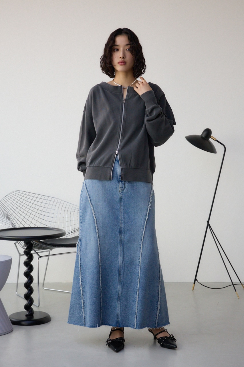 ビンテージライクZIPカーディガン BLK FREE