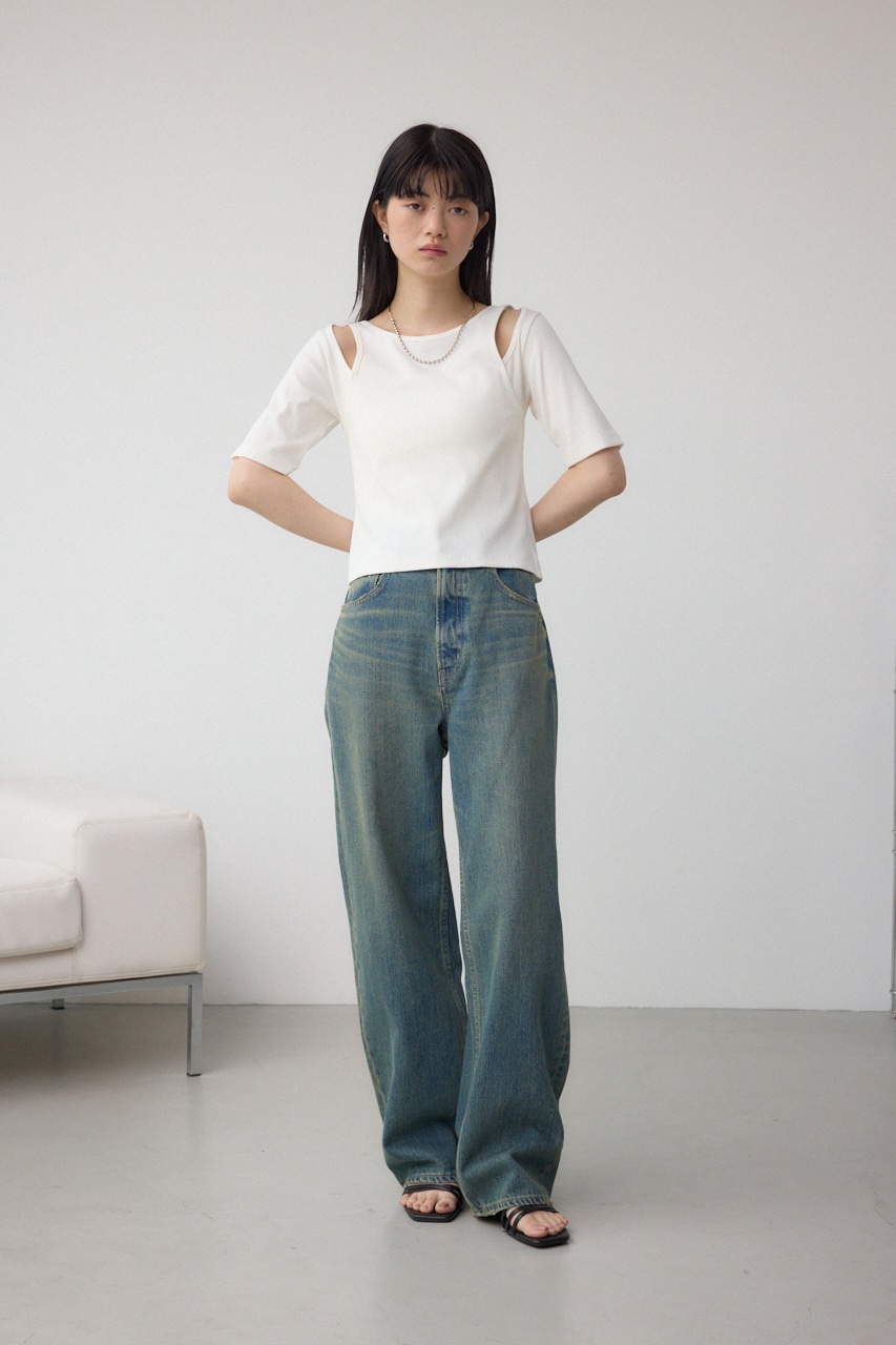 デザインネックショートTシャツ O/WHT FREE