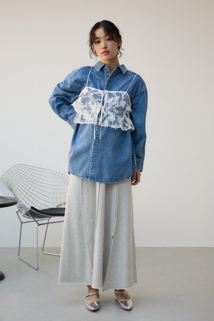 ビンテージライクウラケスカート T.GRY FREE