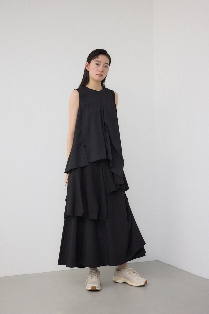 【PLUS】ランダムドレープブラウス BLK FREE