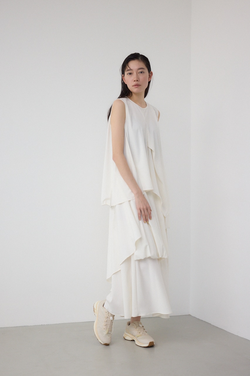 【PLUS】ランダムドレープブラウス WHT FREE