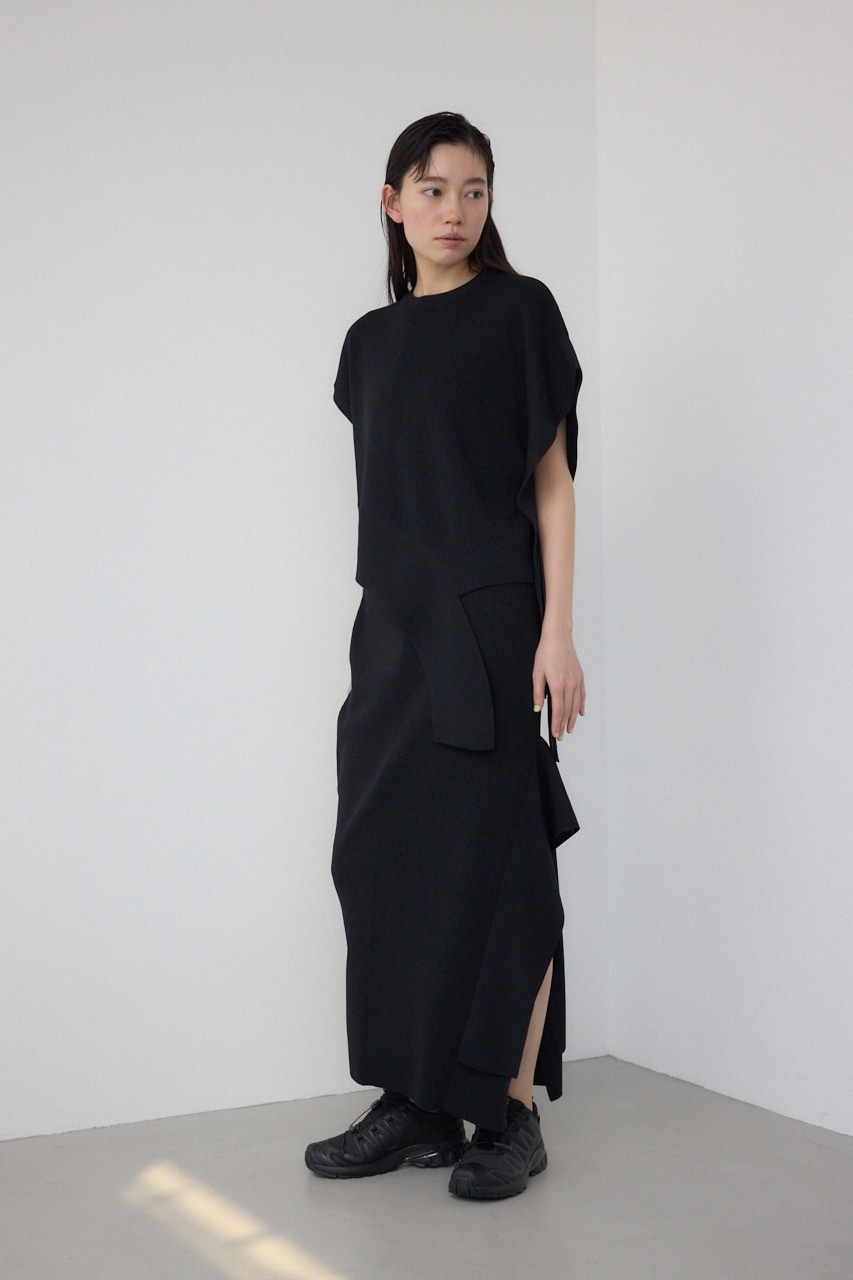 【PLUS】パネルドレープマーメイドスカート BLK S