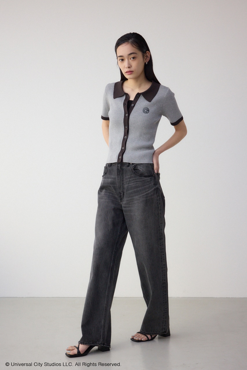 【WICKED×AZUL】ロゴ刺繍半袖ニット GRY FREE