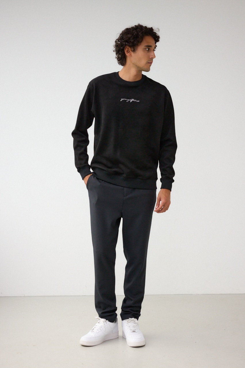 フェイクスウェード刺繍ロゴトップス BLK FREE