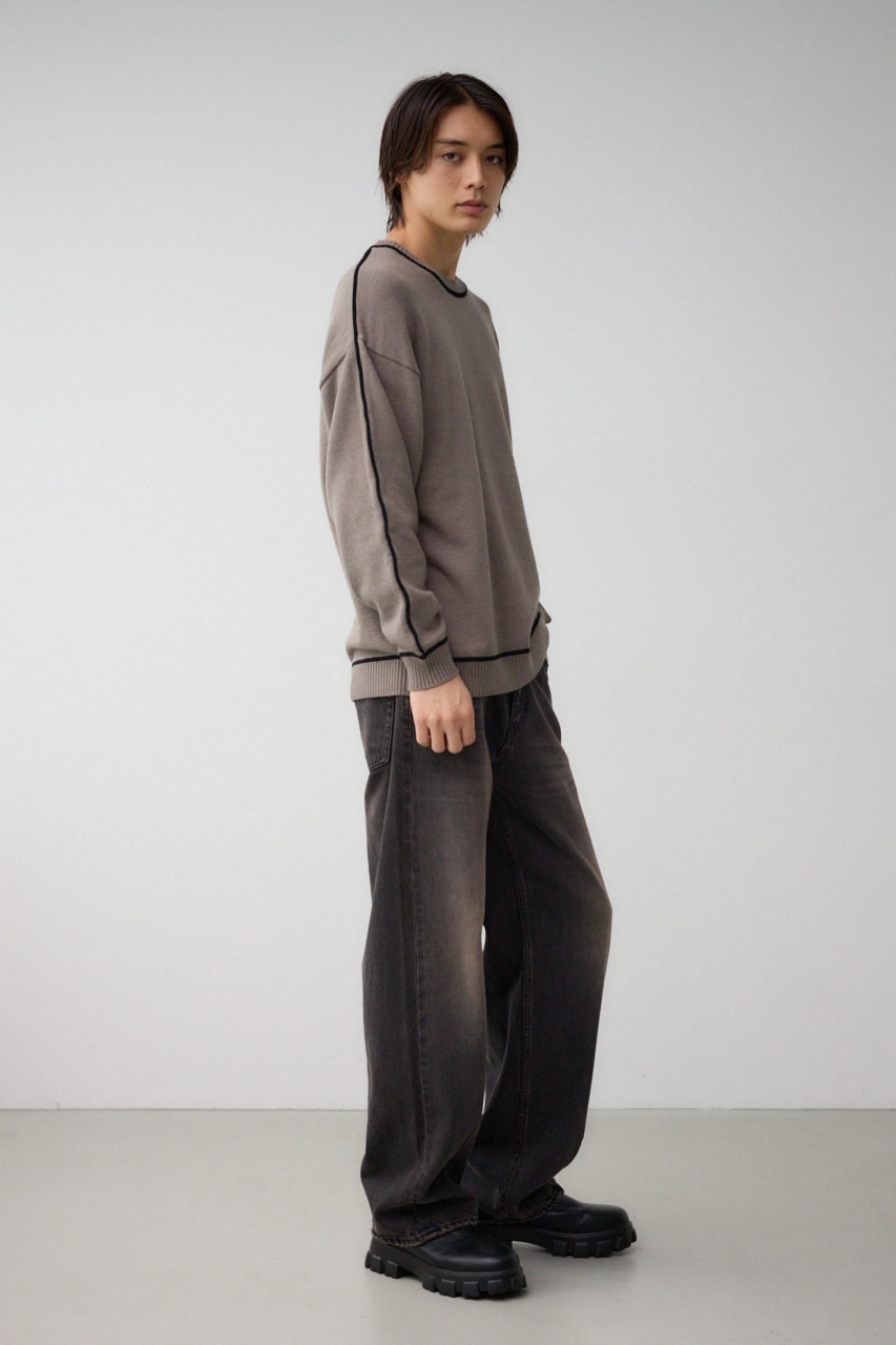 配色パイピングニット GRY FREE