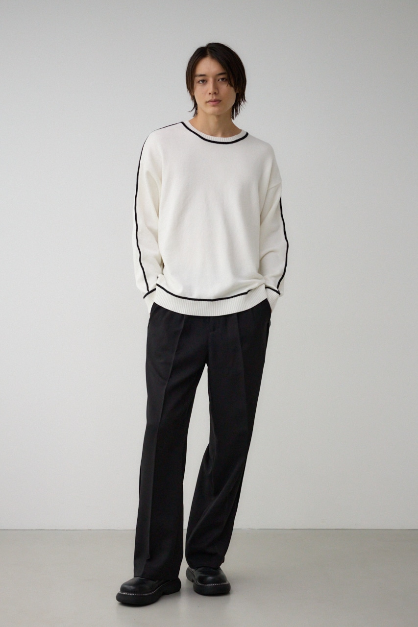 配色パイピングニット O/WHT FREE