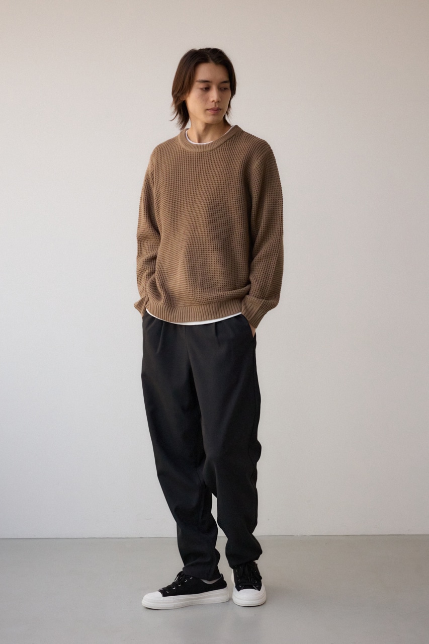 ワッフルレイヤードニット BEG L