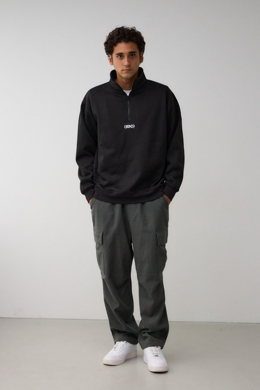 裏起毛ロゴハーフジッププルオーバー BLK FREE