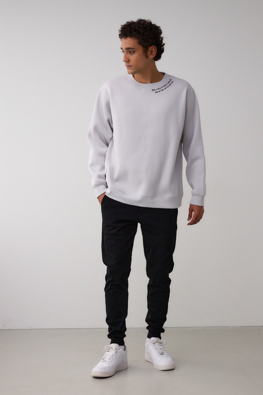 裏起毛ネック刺繍プルオーバー L/GRY M