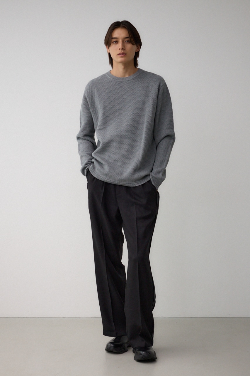 ハニカムベーシッククルーネックニット GRY M