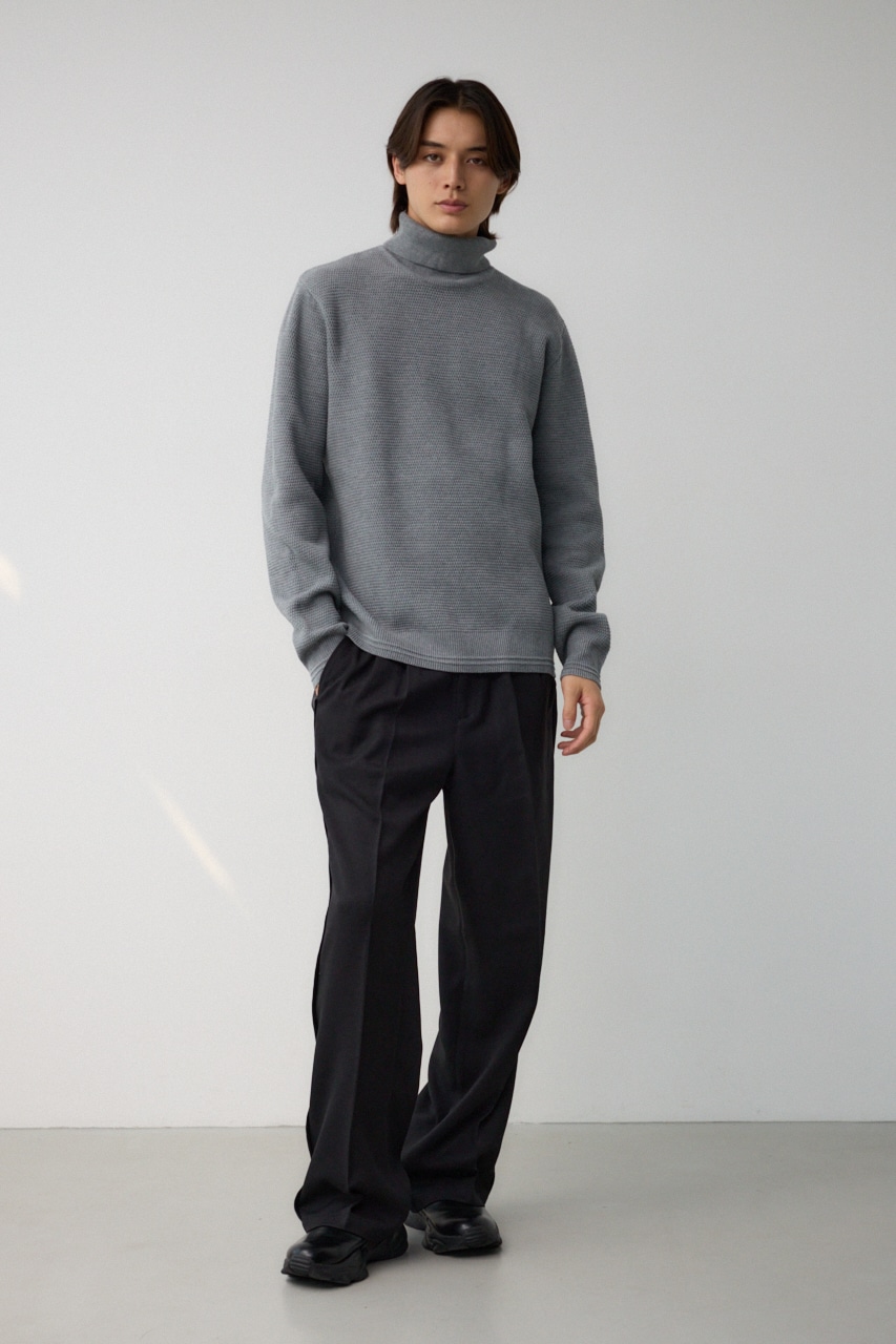 ハニカムタートルネックニット GRY M