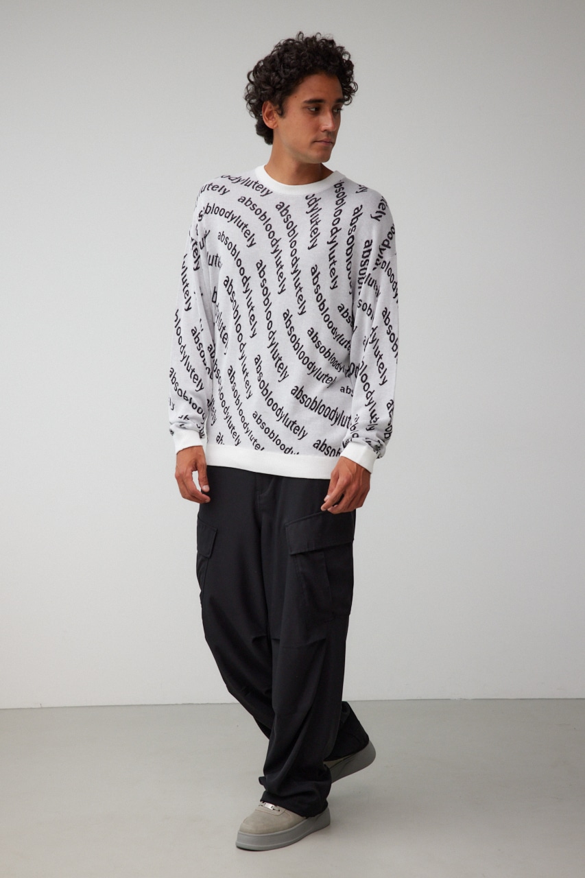 総柄ジャガードニットトップス 柄WHT FREE