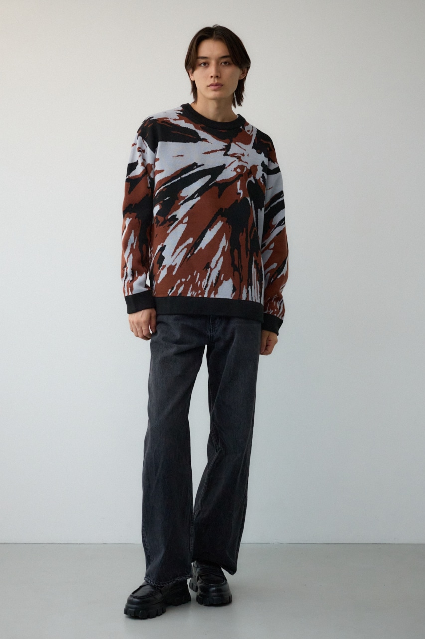 アグリゲーションジャガードニット 柄BRN M