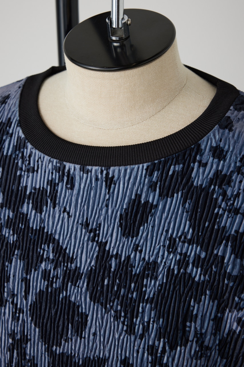 ベロアプリーツトップス 柄GRY FREE