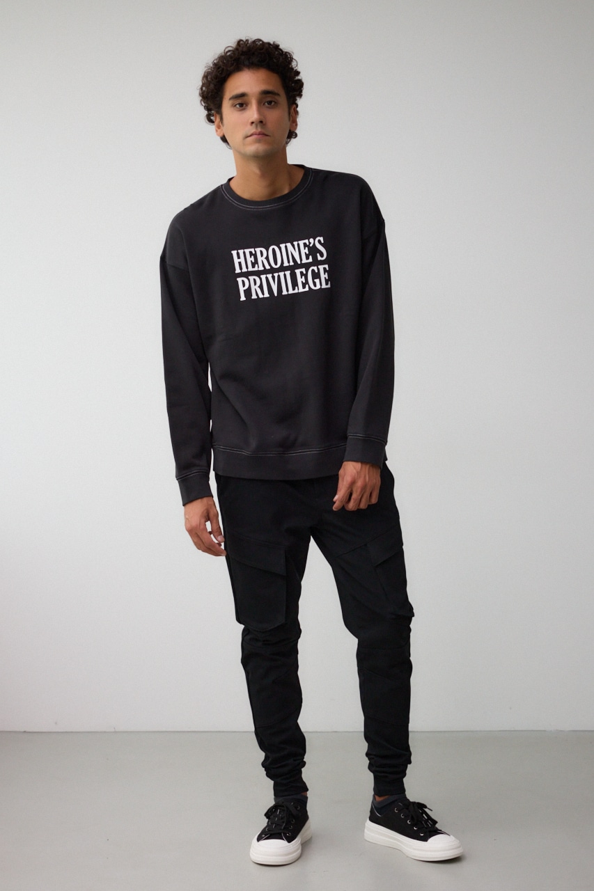 裏起毛配色ステッチトップス BLK L