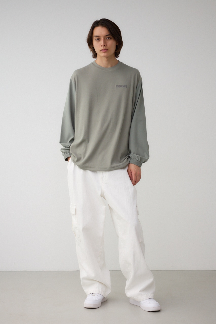 異素材ドッキング刺繍トップス L/KHA FREE