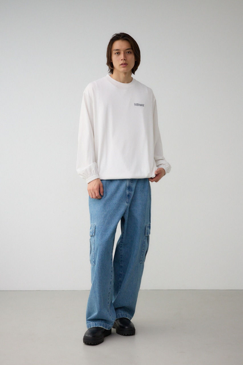 異素材ドッキング刺繍トップス O/WHT FREE