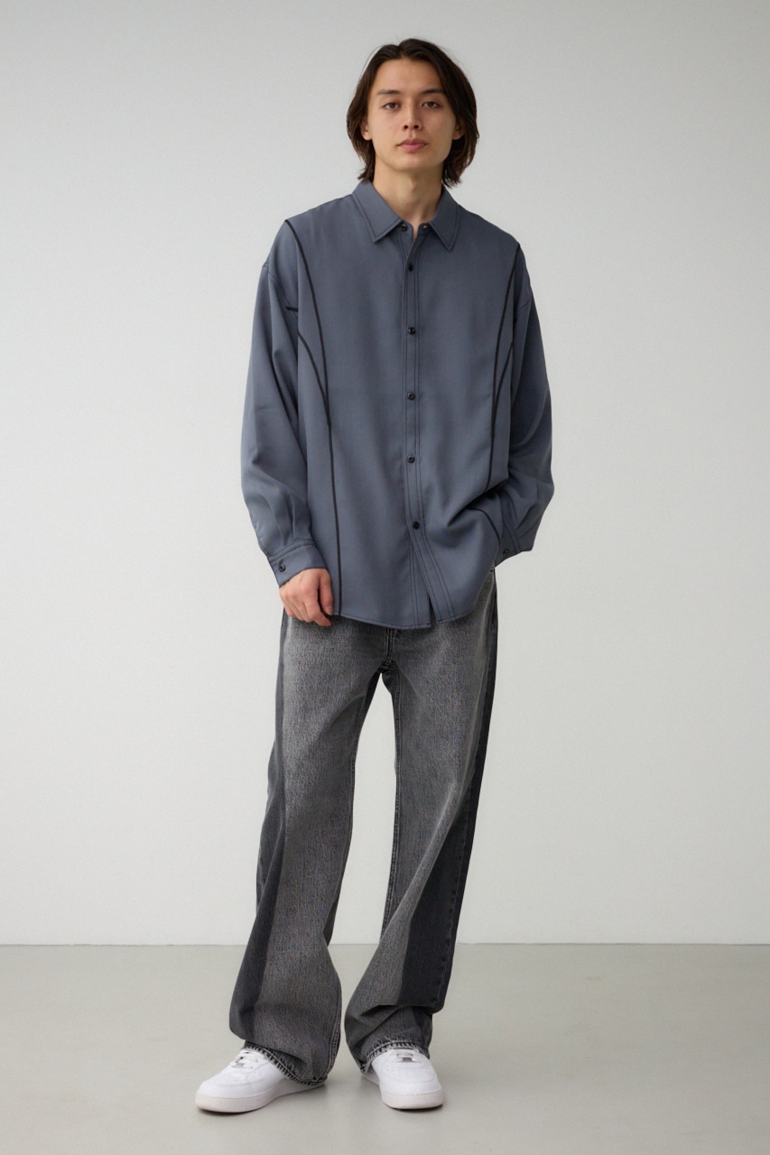 アウトステッチオーバーシャツ GRY FREE