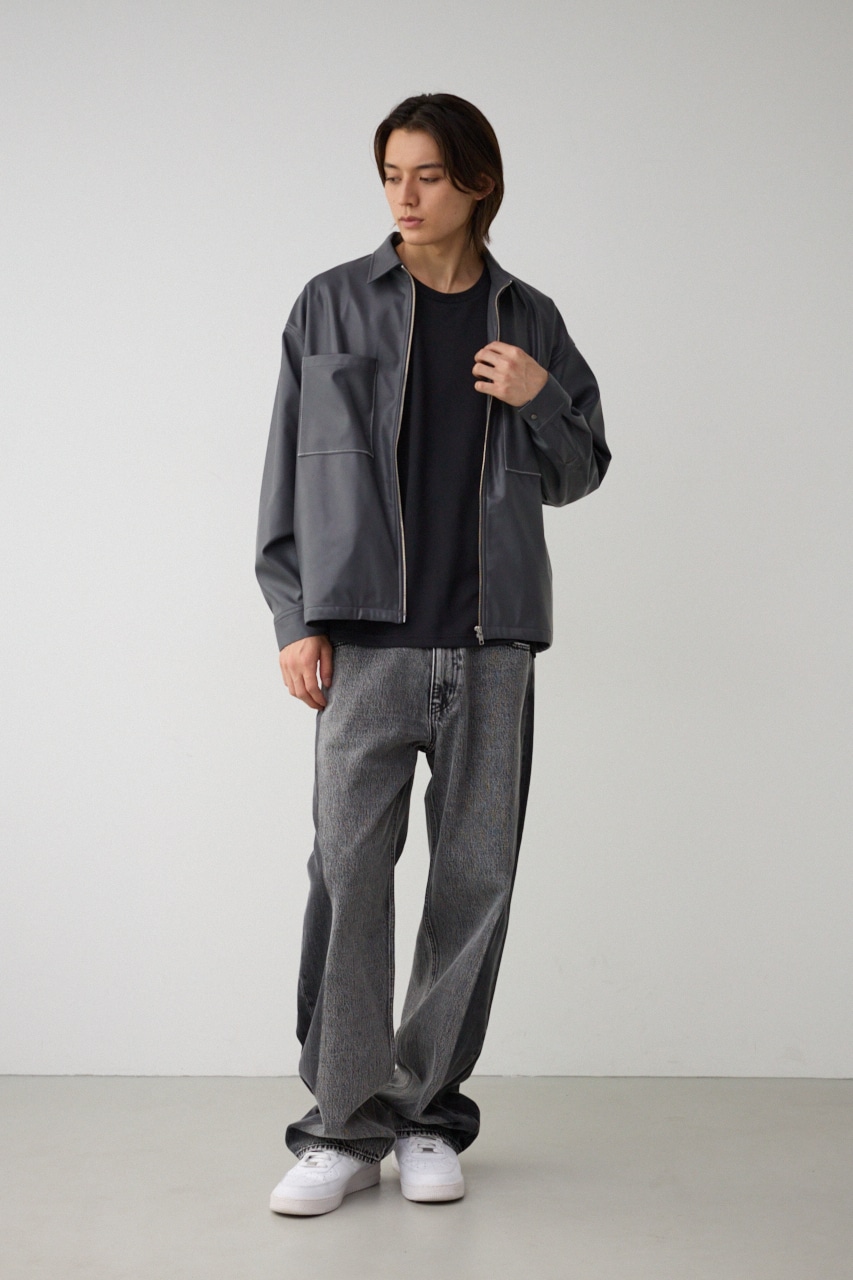 フェイクレザーCPOシャツ C.GRY FREE