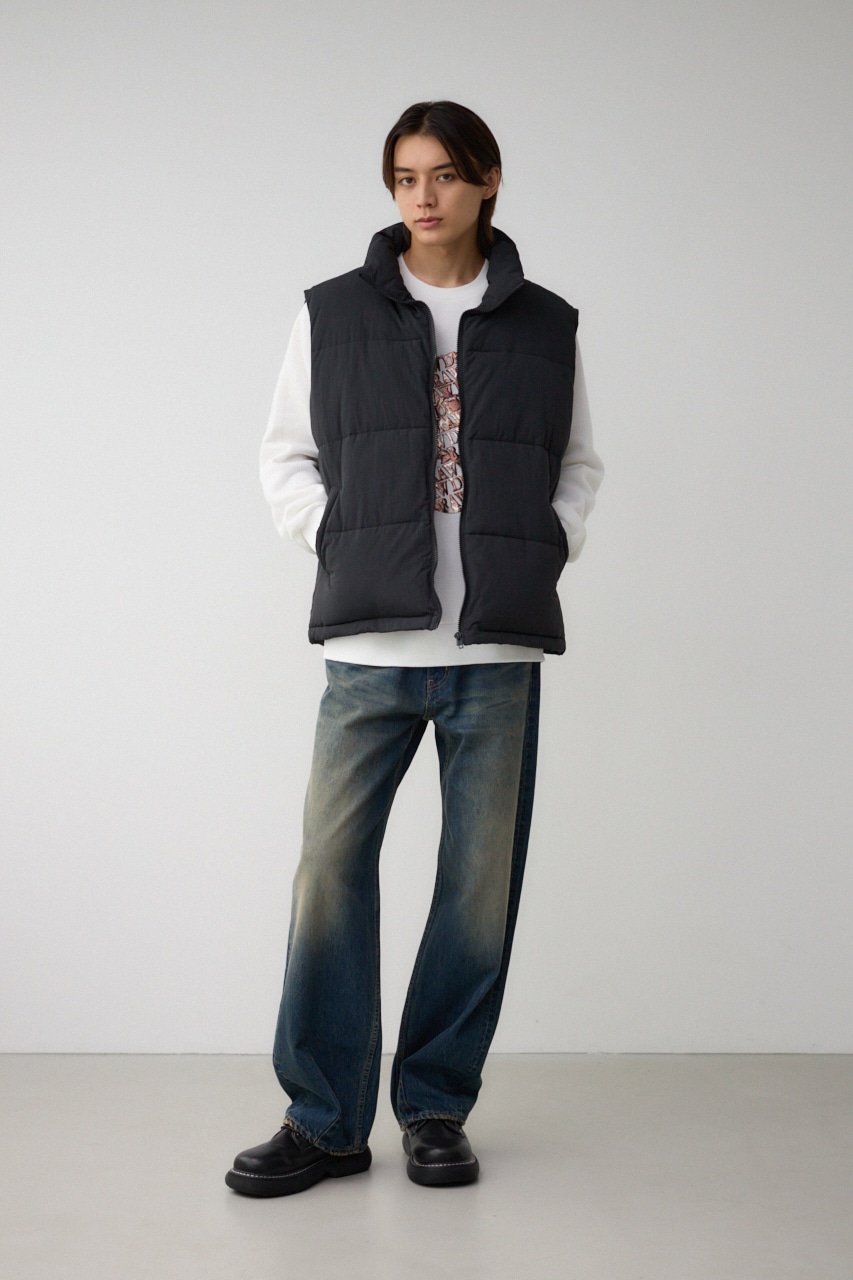スタンドカラー中綿ベスト BLK FREE