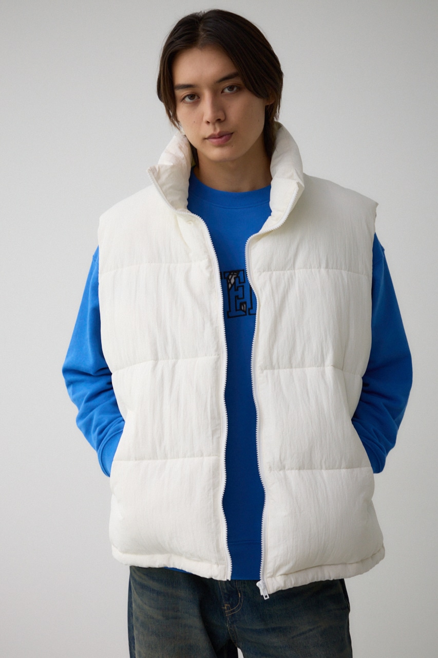 スタンドカラー中綿ベスト O/WHT FREE