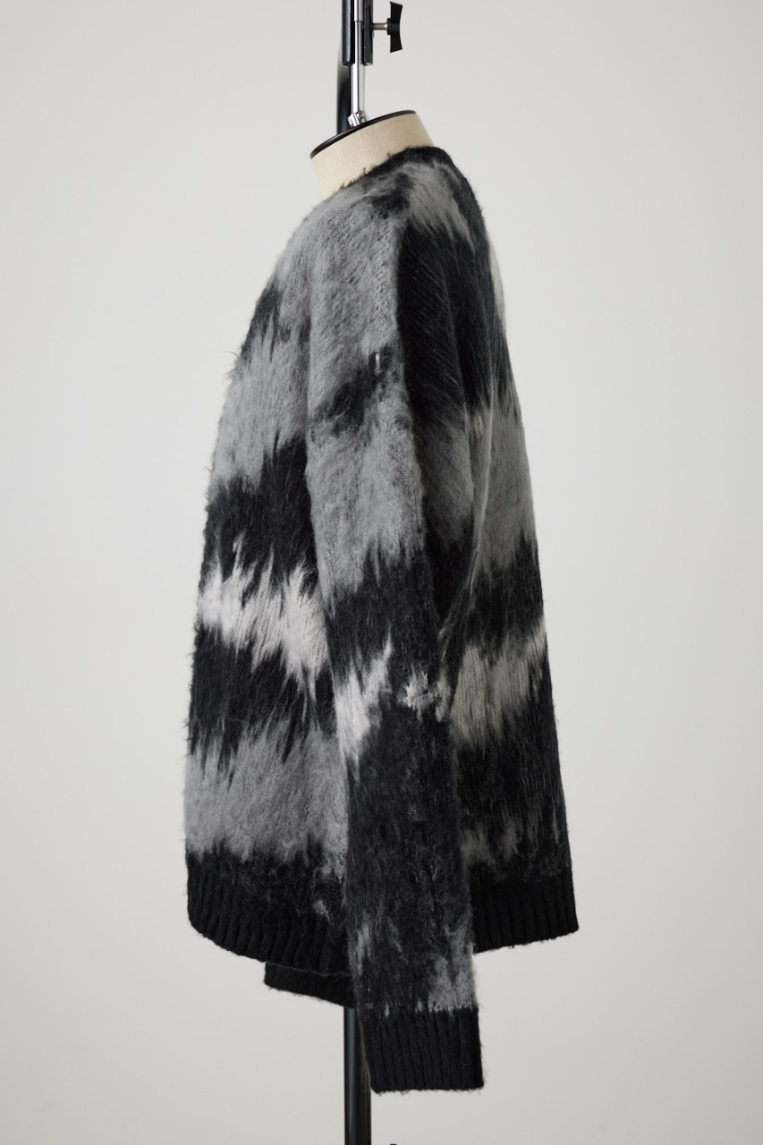 総柄モヘアライクカーディガン 柄BLK FREE